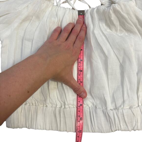 NEW FRAME Ruched Crop Puff Sleeve Blouse Blanc White - Picture 13 of 14